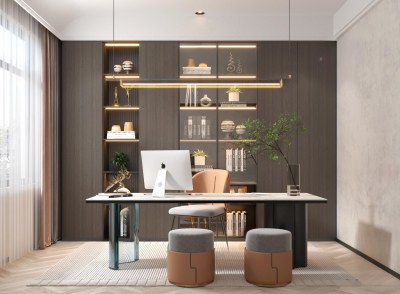 现代书房3D模型下载